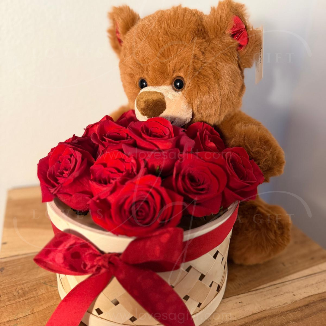 Lovin’ Bear™ – Roses & Teddy Gift Box